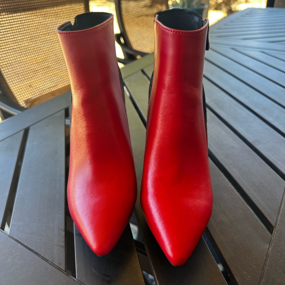 Vibrant Red Stiletto Ankle Booties